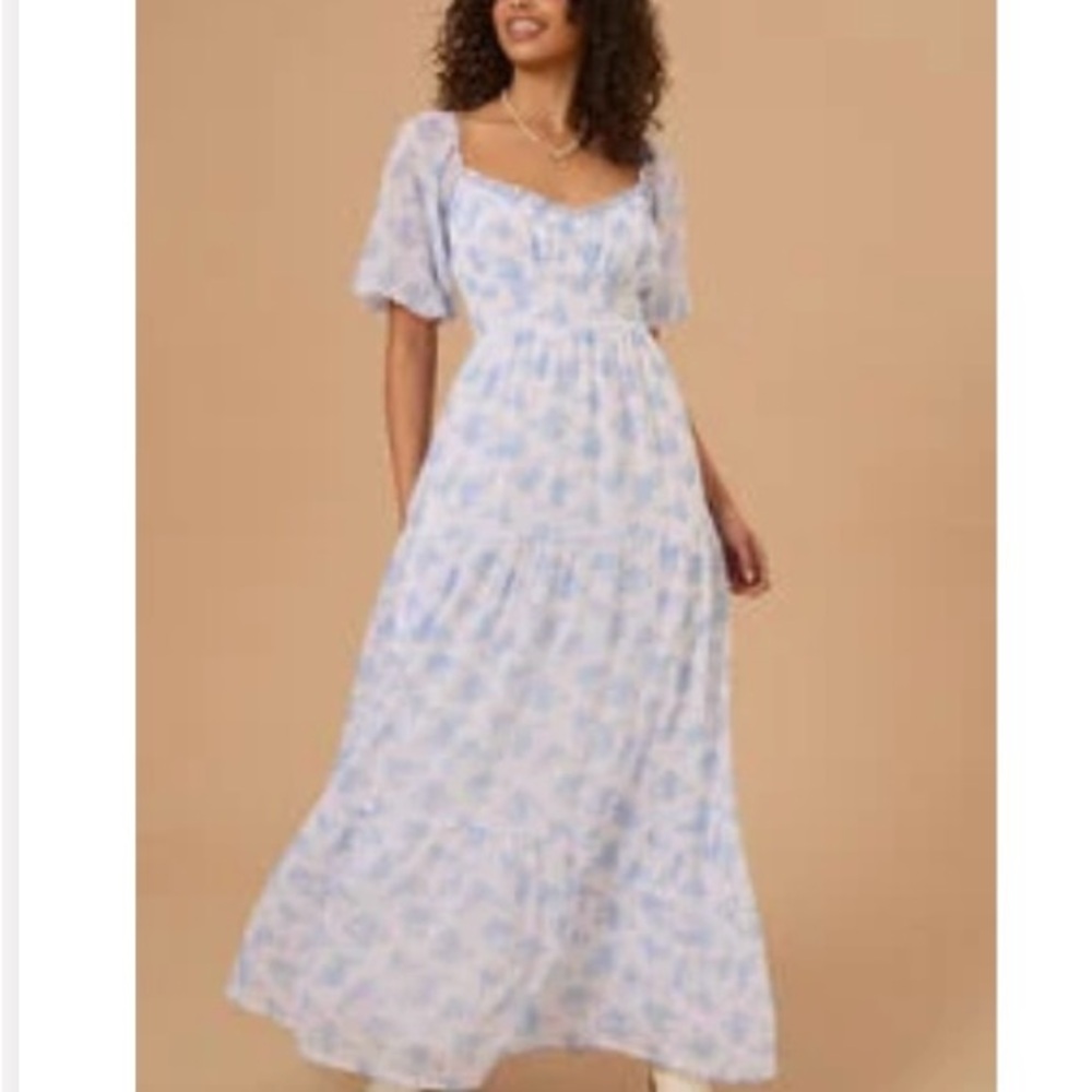 Altar'd State Light Blue Floral Maxi Dress